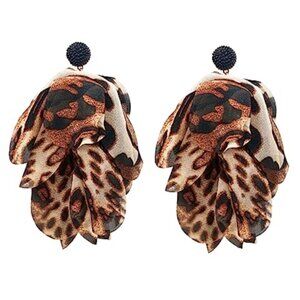 Zara Oversized Leopard Print Floral Earrings